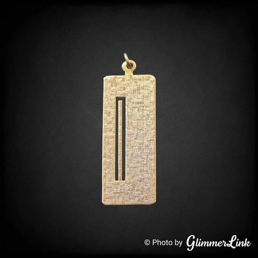 Textured Rectangle Cutout Gold Tone Pendant